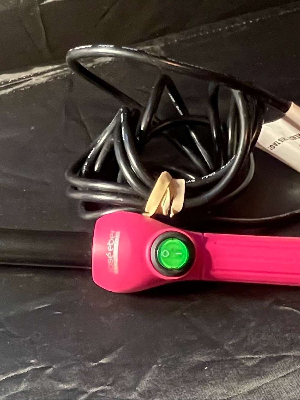 Hot Pink Hair curling iron with Green Power Button